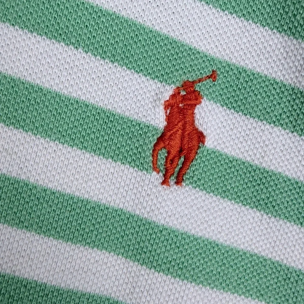 Polo Ralph Lauren Green White Striped Short Sleeve Cotton Polo Shirt Men's 4XB